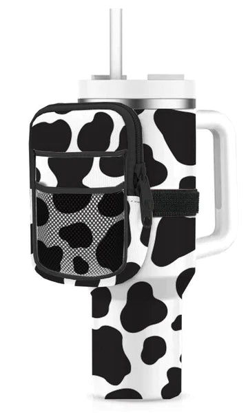 Black/White Cow Print Zipper Pouch