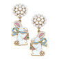 Easter Bow Bunny Enamel Earrings
