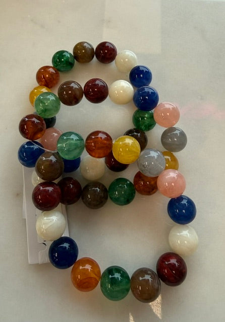 Multi-Colored Resin Beaded Bracelet