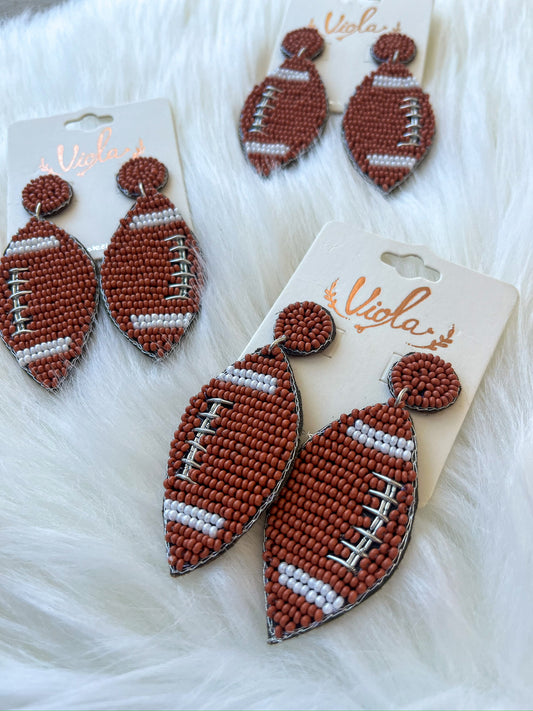 Beaded Football Earrings