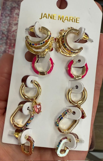 Set of 5 Gold Huggie Earrings