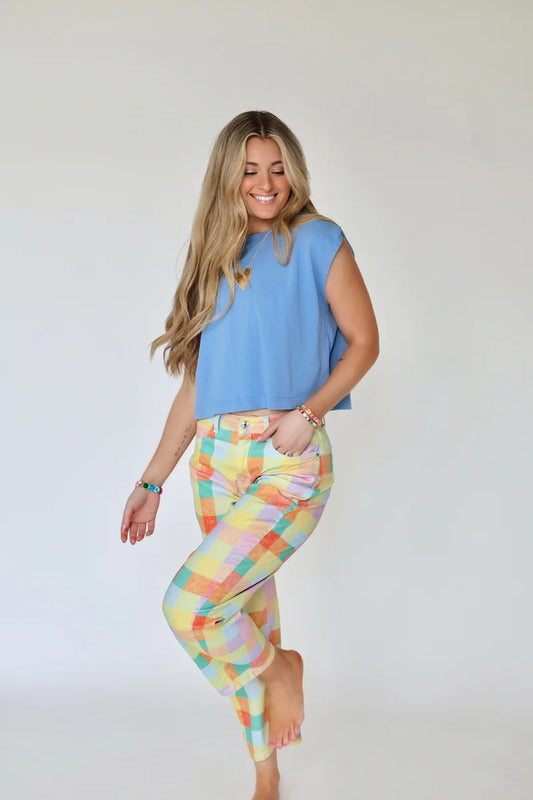 Madras Plaid Barrel Pants