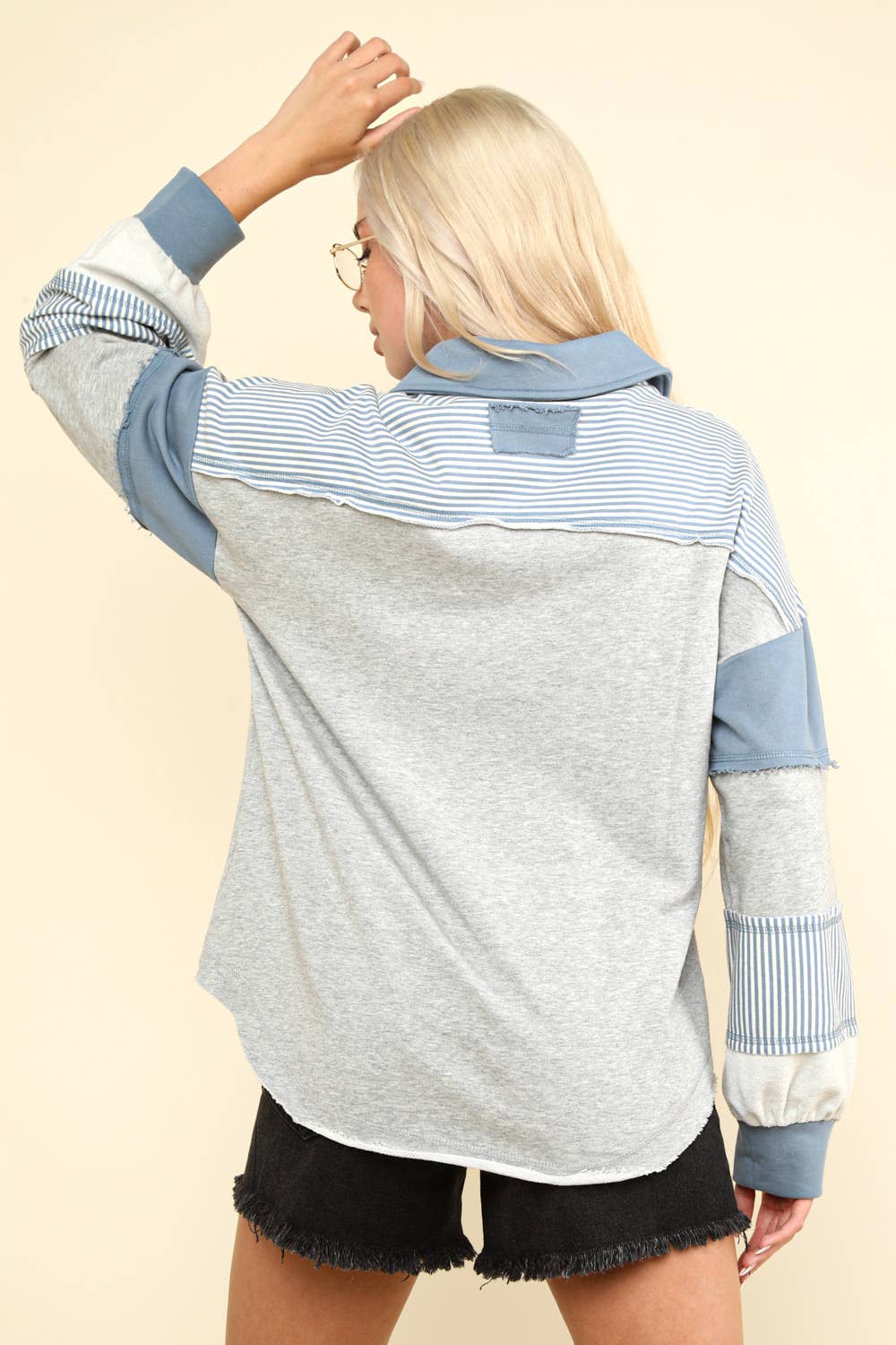 NT11851-Color Block Oversized Casual Knit Top