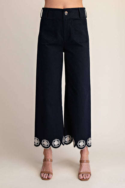 Harper Colette Scallop-Hem Wide-Leg Pants