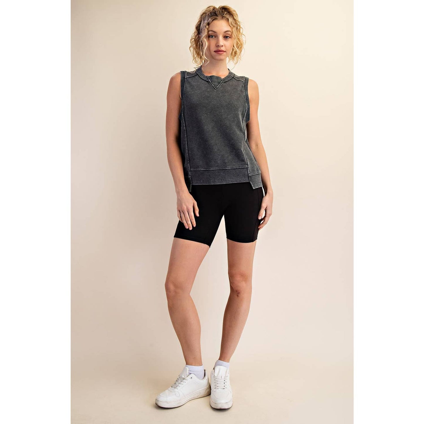 MINERAL WASHED SLEEVELESS PULLOVER