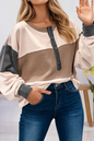 Patchwork Loose Henley Top (S-XL)