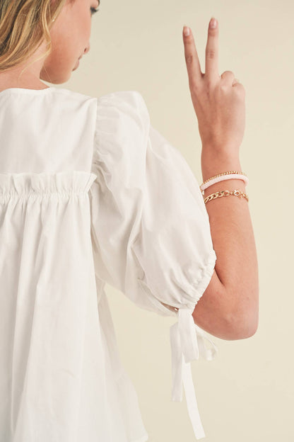 SWEET LEMONADE TIERED SHIRRING PUFF SLEEVE