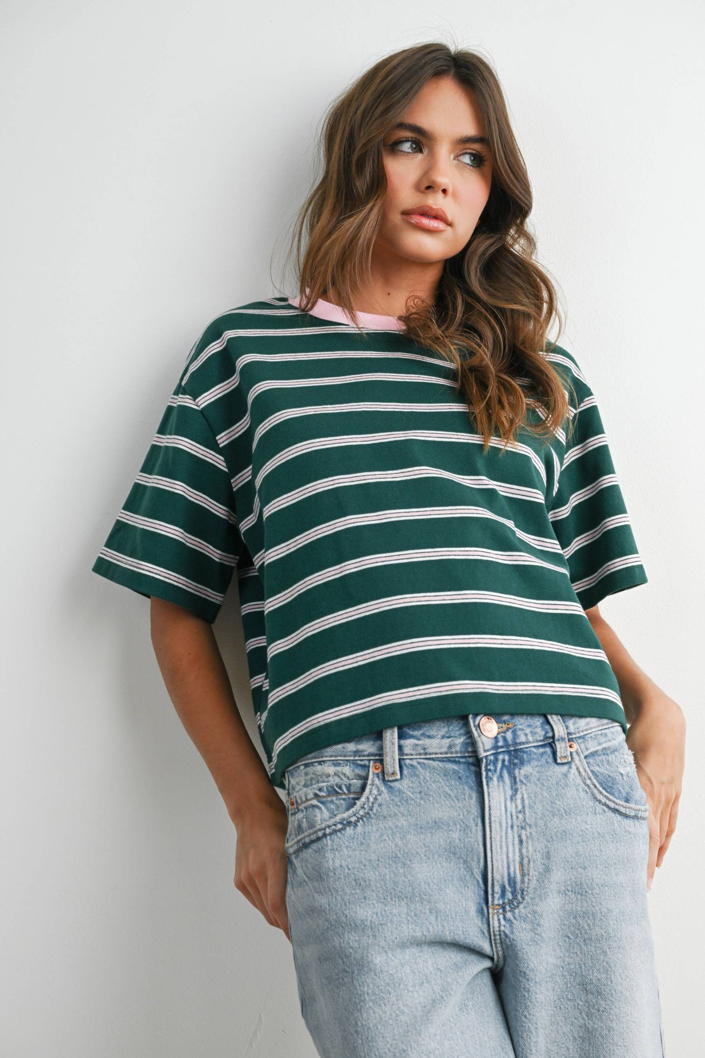 Sam Striped Boxy Cropped T-Shirt