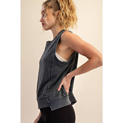 MINERAL WASHED SLEEVELESS PULLOVER