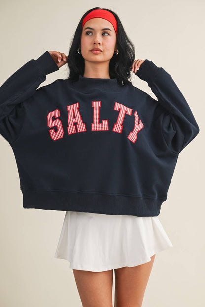 Salty Oversized Mock Neck Sweatshirt