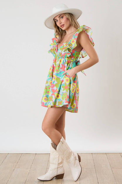 Emma Floral Prints Ruffle Sleeve Romper