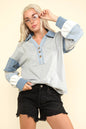 NT11851-Color Block Oversized Casual Knit Top