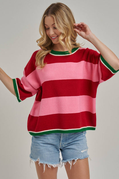 CHRISTMAS WIDE STRIPE LOOSE FIT SWEATER