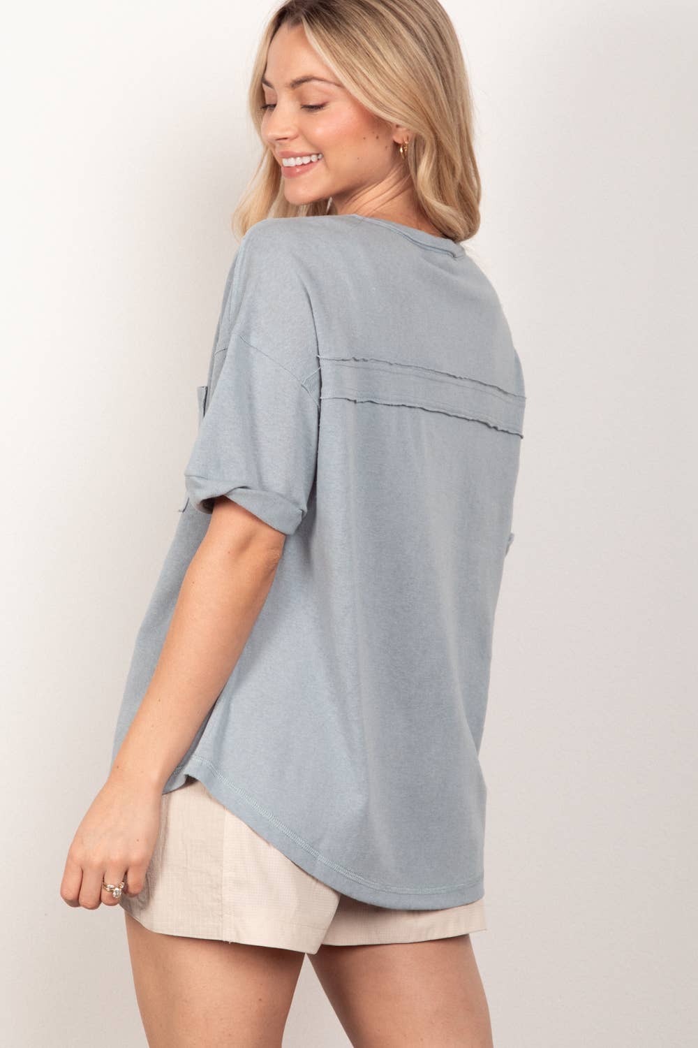 Twisted Sleeve Band Henley Top