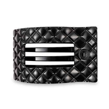 Flat Rectangle Hair Clip | Large | Jet Black Quilted