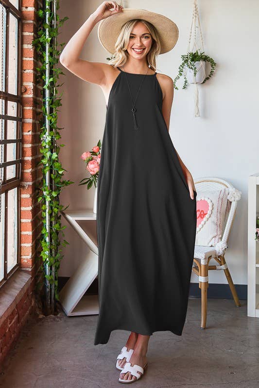 HAILEY SOLID WOVEN MAXI DRESS