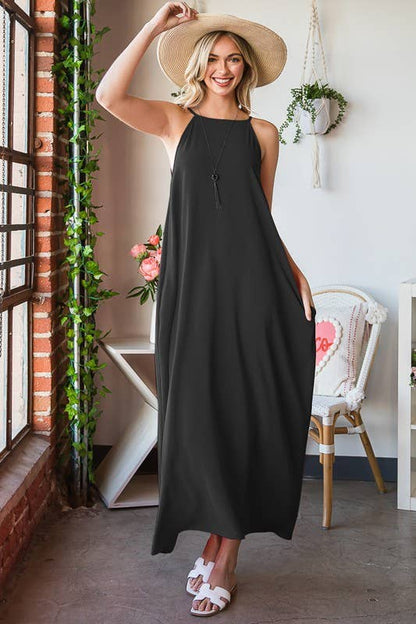 HAILEY SOLID WOVEN MAXI DRESS