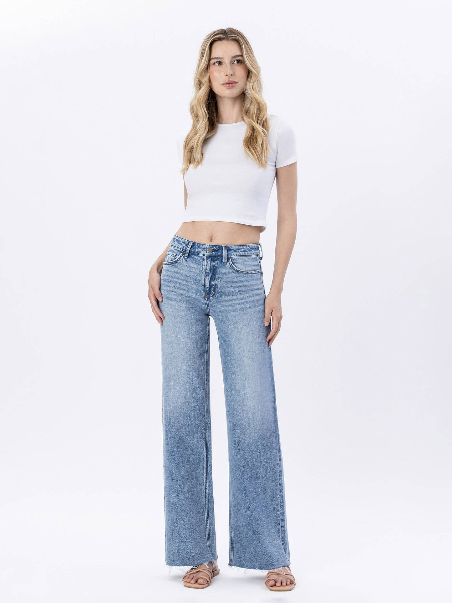 RUBY RAW HEM WIDE JEANS