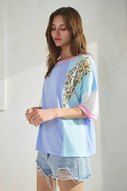 Christie Color Block Short Sleeve Tee Shirt