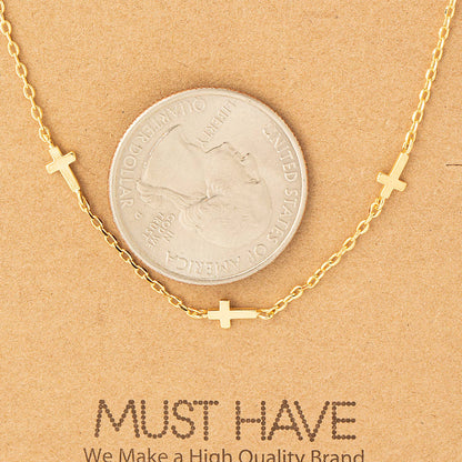 Dainty Cross Station Necklace