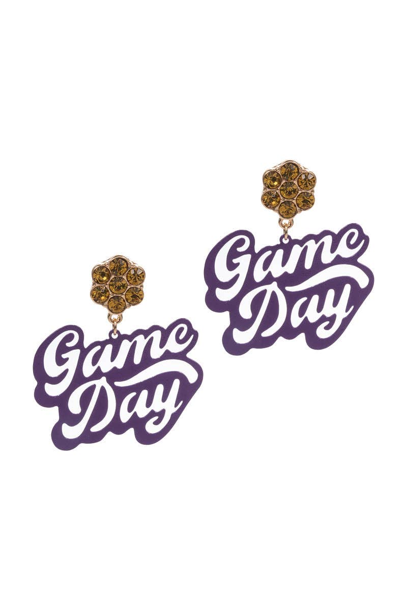 Game Day Shaped Brass Metal Post Earrings