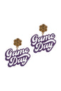 Game Day Shaped Brass Metal Post Earrings