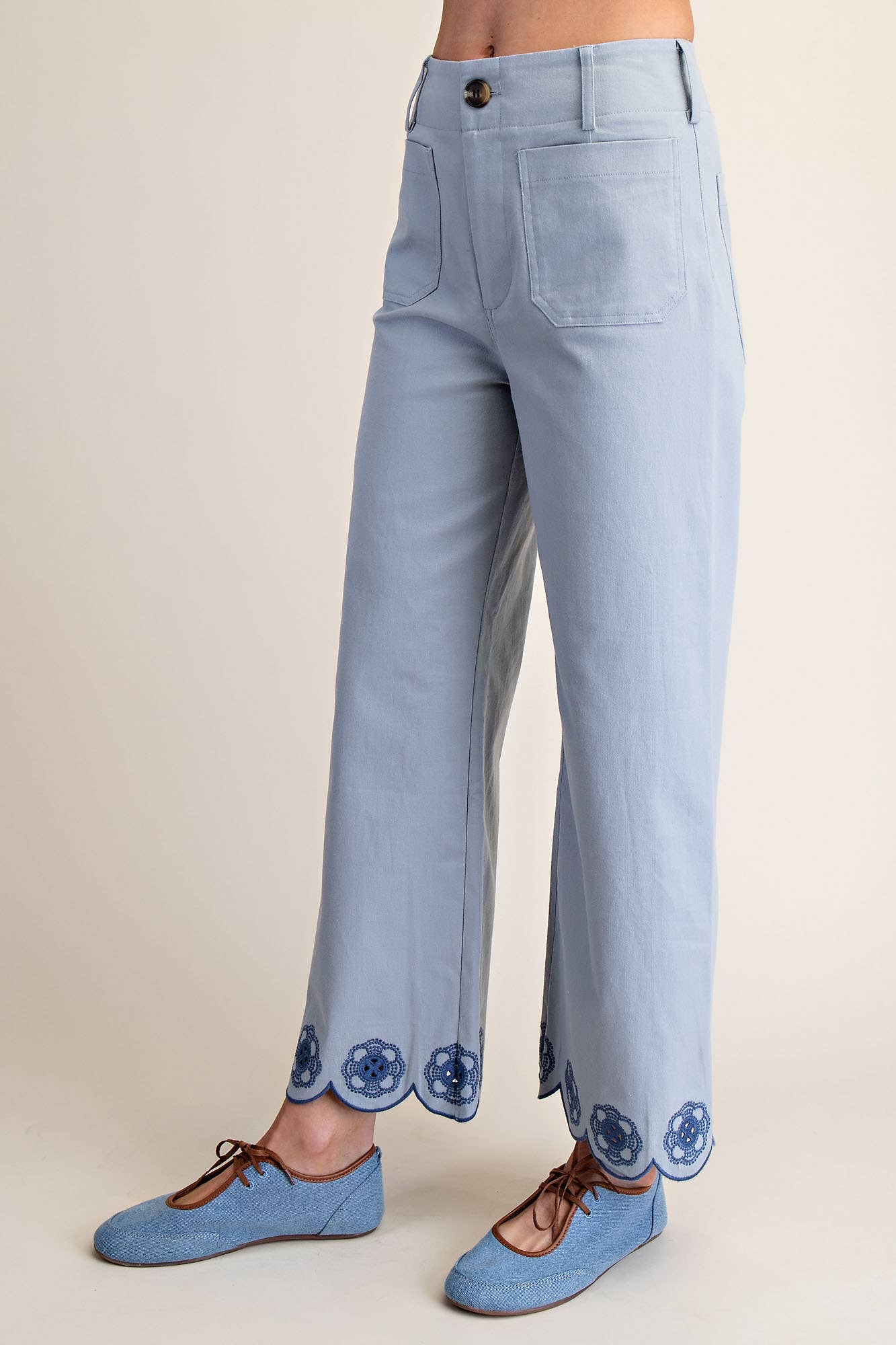 Harper Colette Scallop-Hem Wide-Leg Pants