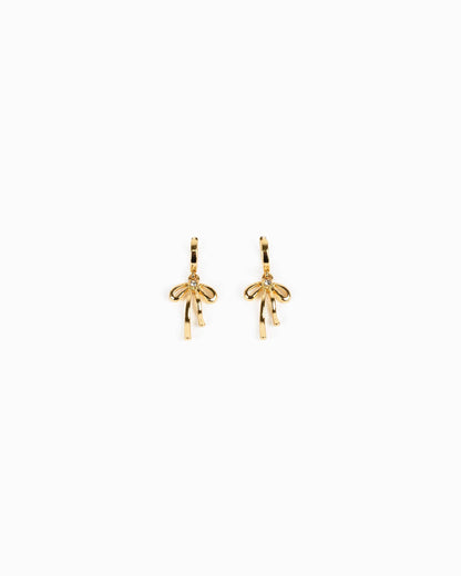Droopy Bow Drop Huggie Earrings