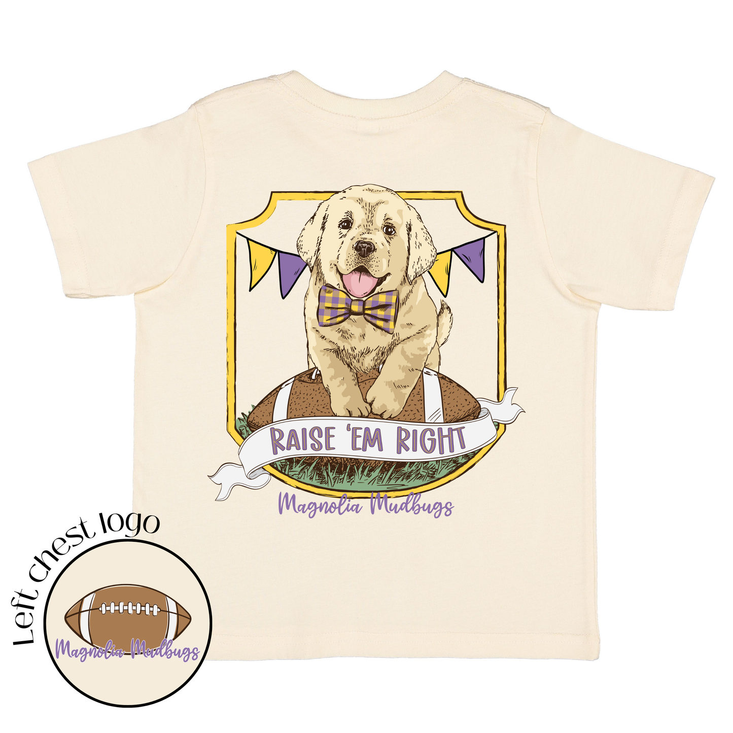 Football Pup Kid’s T-shirt, Purple/Gold