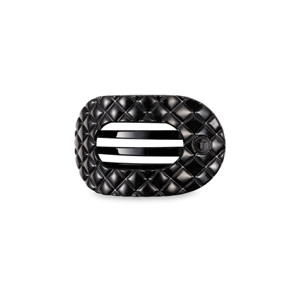 Flat Round Hair Clip | Small | Jet Black Quilted