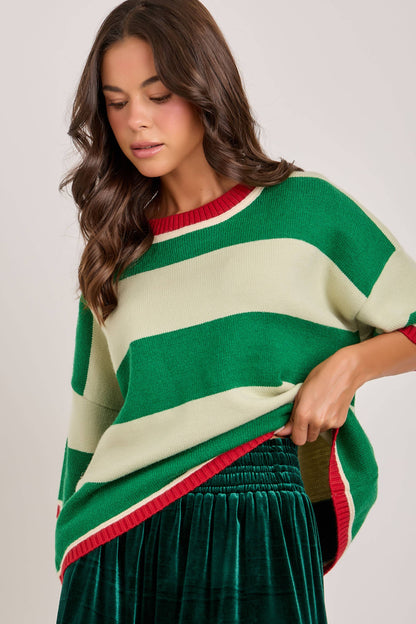 CHRISTMAS WIDE STRIPE LOOSE FIT SWEATER