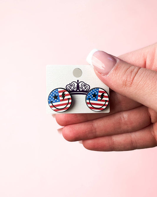 Patriotic Face Stud Earrings