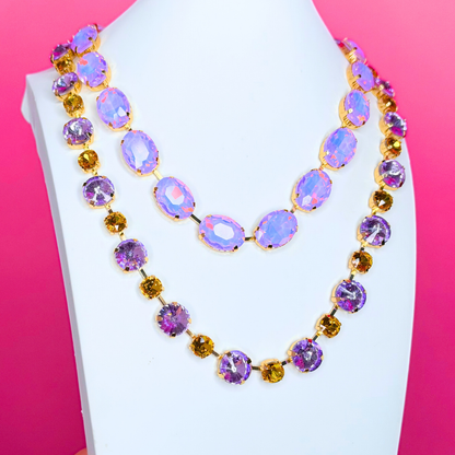 Purple/Gold Crystal Layer Necklace
