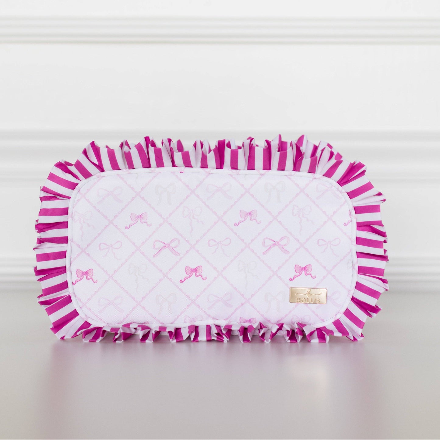 Goldie Girl Bows Ruffled Nylon Large Clear Pouch