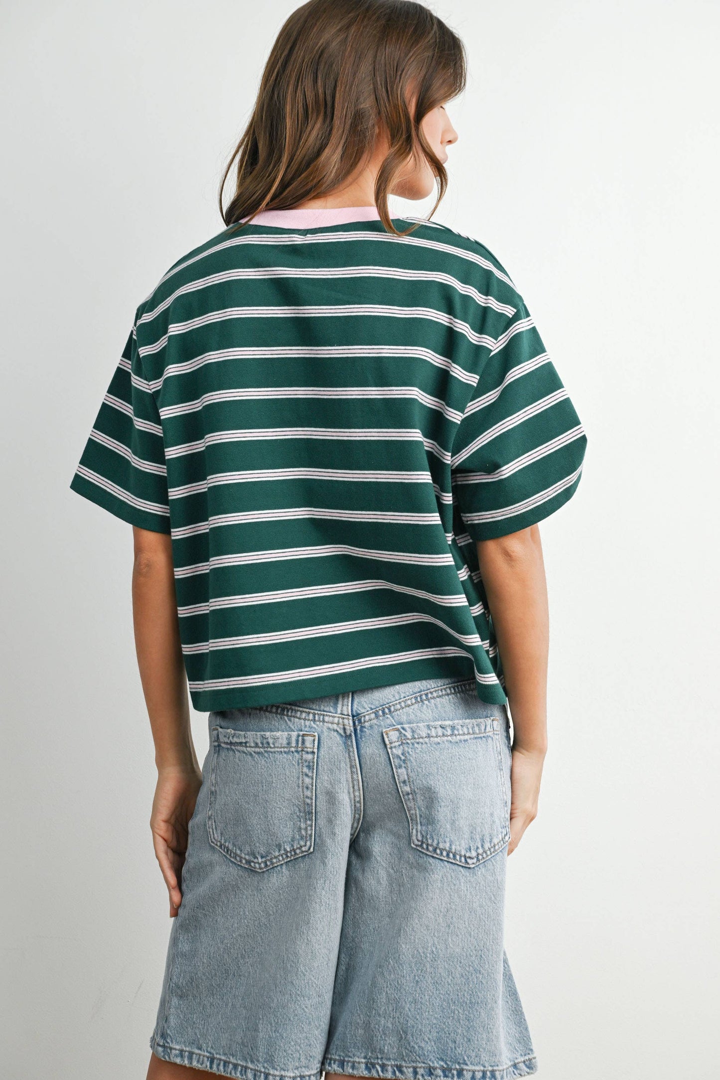 Sam Striped Boxy Cropped T-Shirt