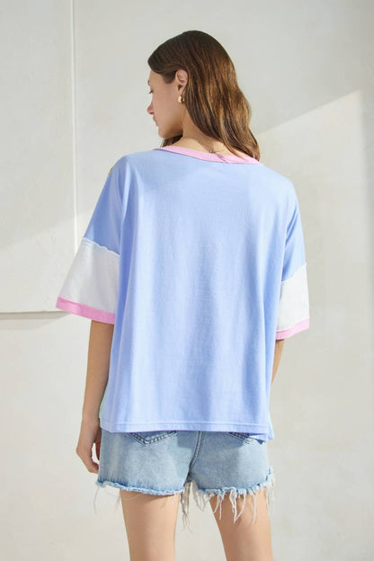 Christie Color Block Short Sleeve Tee Shirt