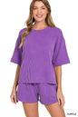 Corded Rib Half Sleeve Tee & Short Pants 2PC Set