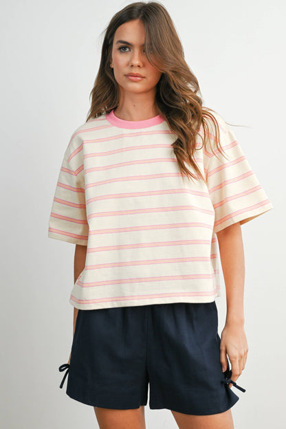 Sam Striped Boxy Cropped T-Shirt