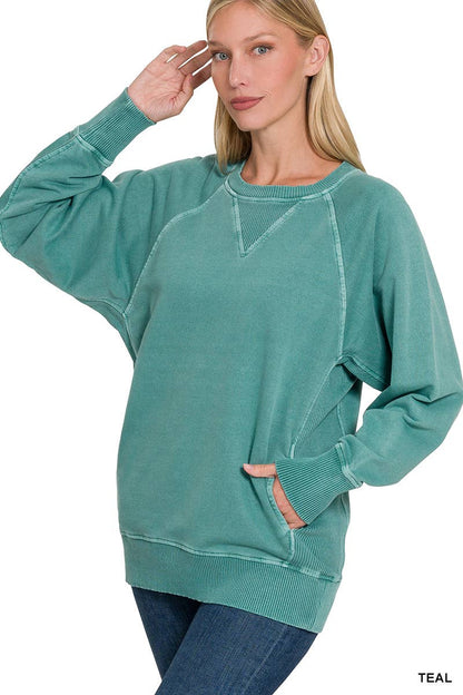 French Terry Pullover With Side Pockets