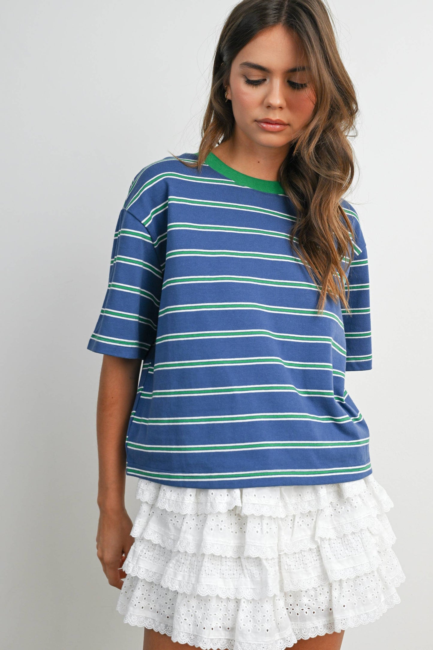 Sam Striped Boxy Cropped T-Shirt