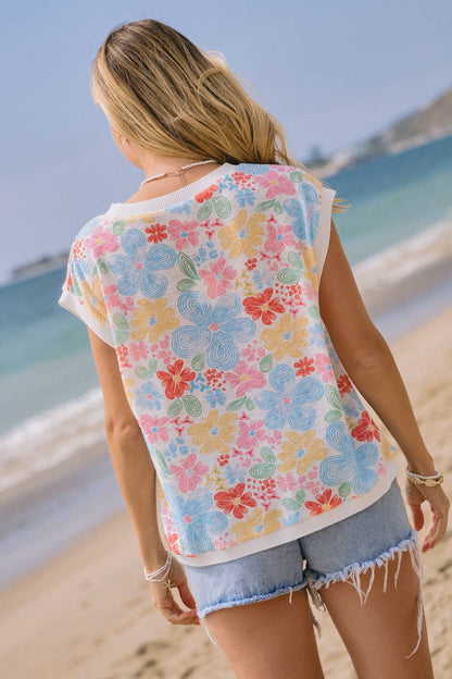 Jasmine Floral Printed Knitted Jersey Vest