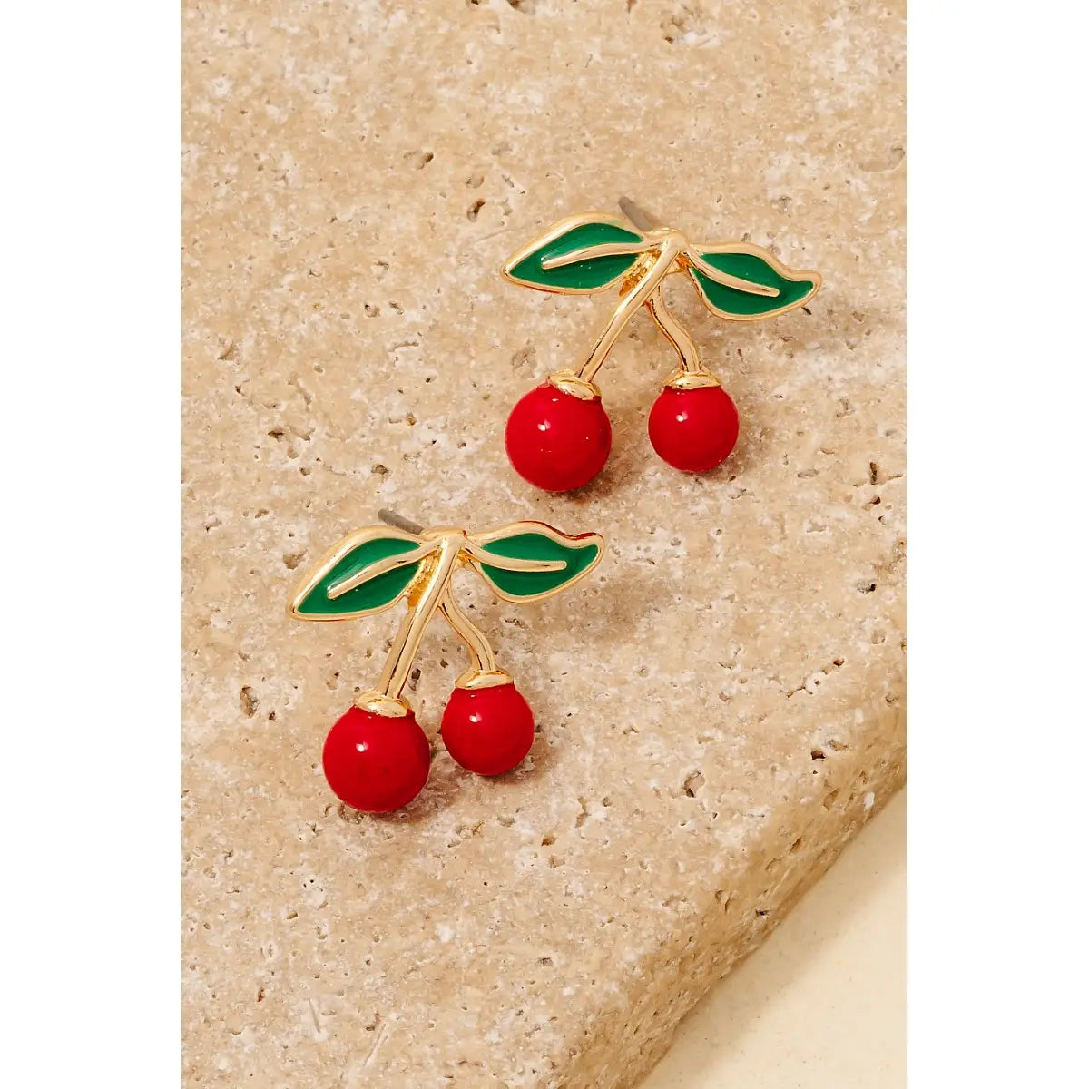 Epoxy Cherry Stud Earrings