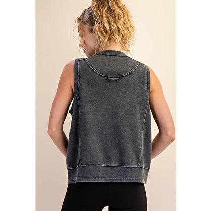 MINERAL WASHED SLEEVELESS PULLOVER