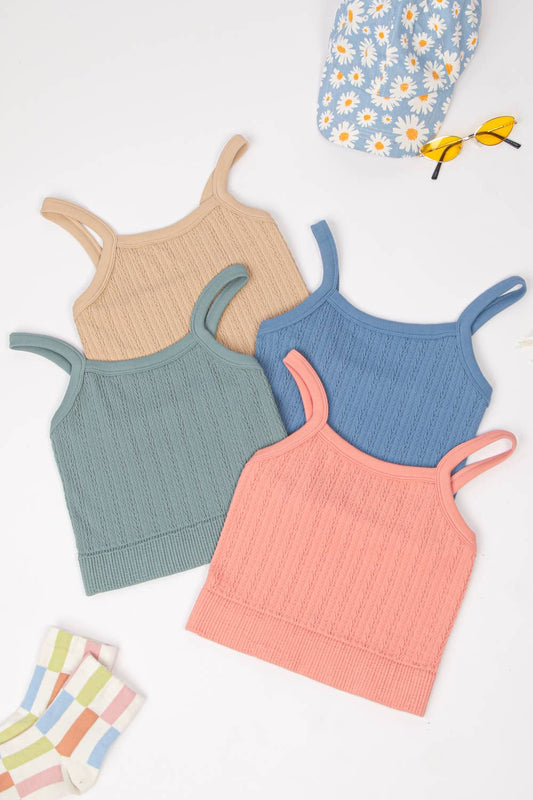 Blakely Cable Ribbed Fitted Crop Knit Tank Top
