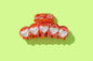 Claw Hair Clip - Large - Red Confetti w/ Pearl Heart Beads