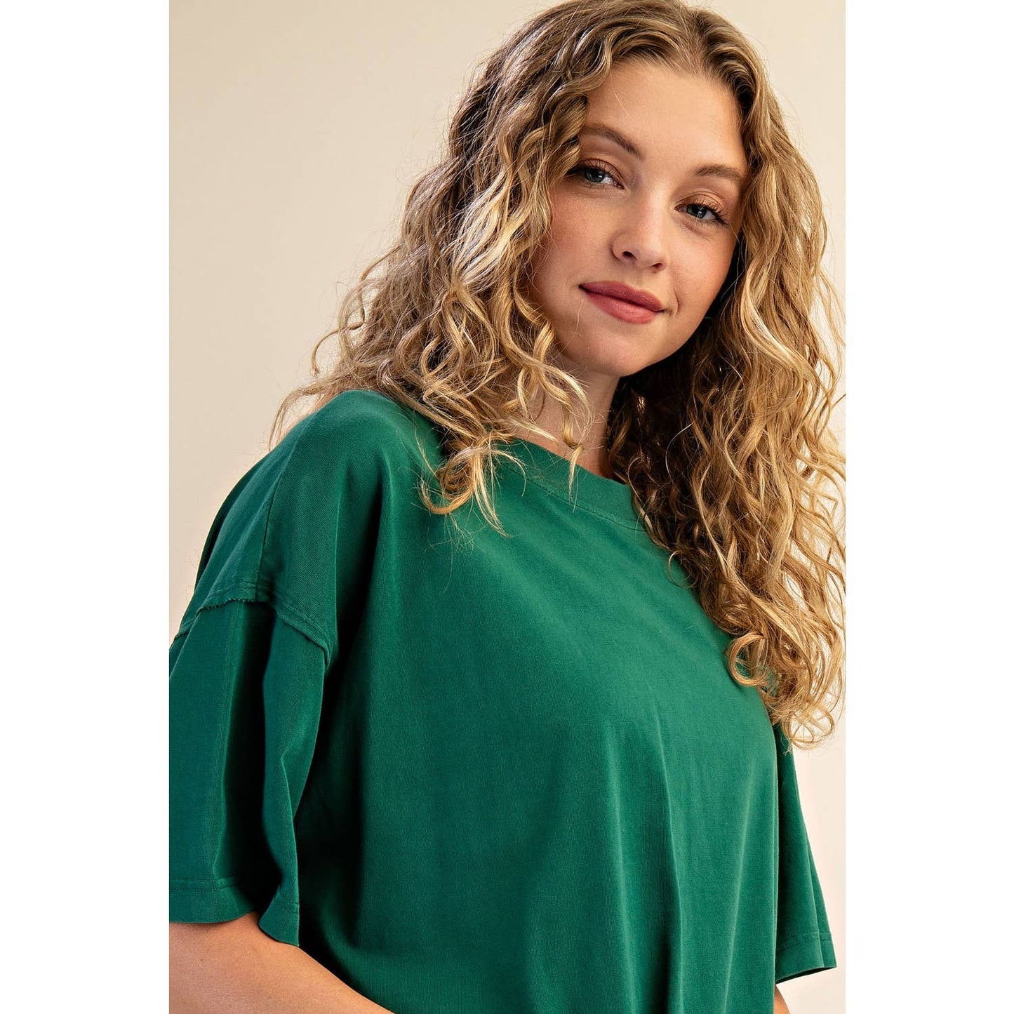 PRISCILLA  MINERAL WASHED COTTON OVERSIZED SLIT TEE & SHORTS