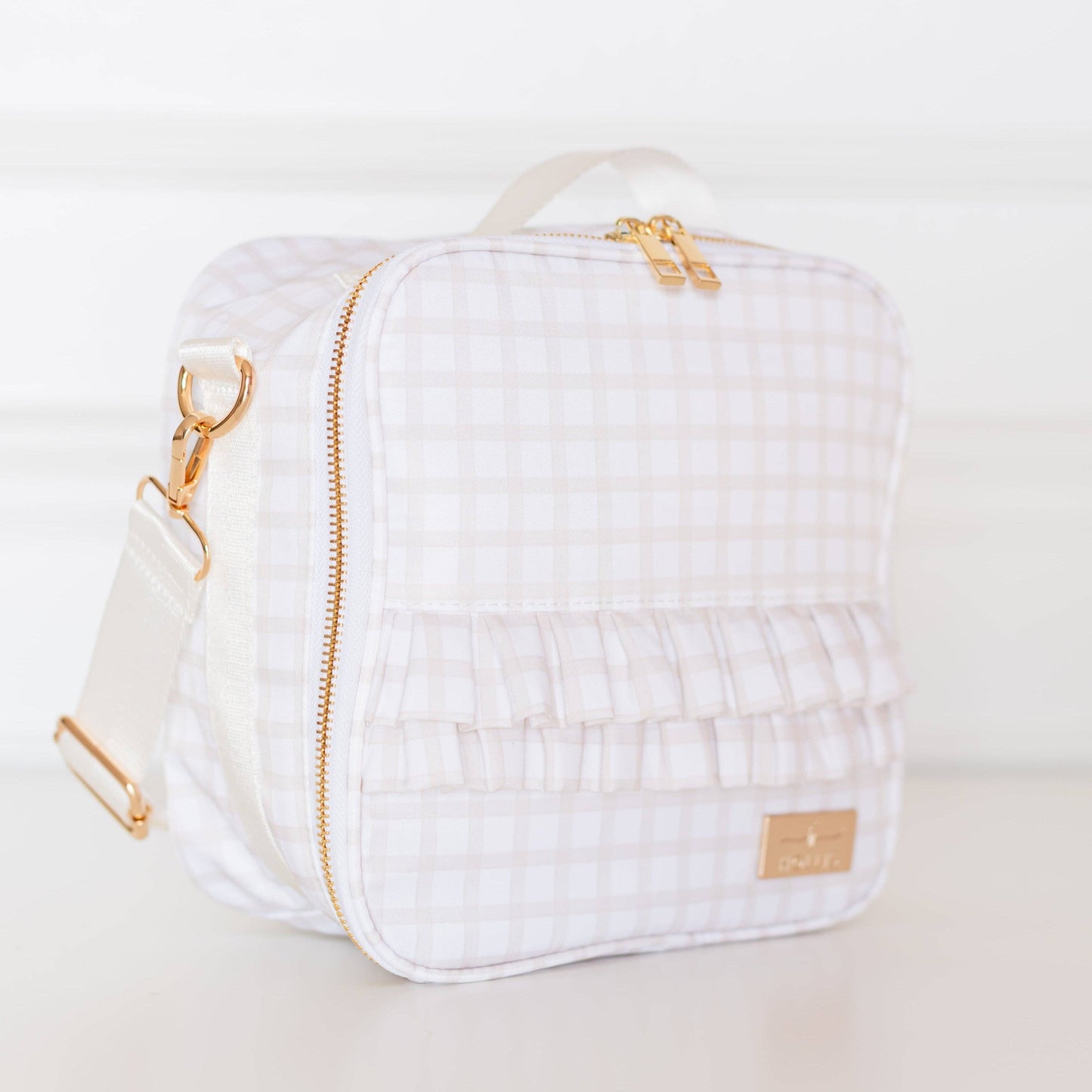 Nude Plaid Ruffled Nylon Lunchbox