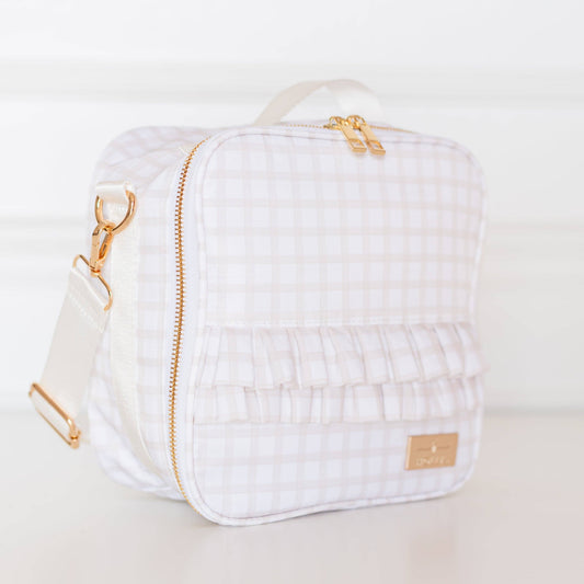 Nude Plaid Ruffled Nylon Lunchbox
