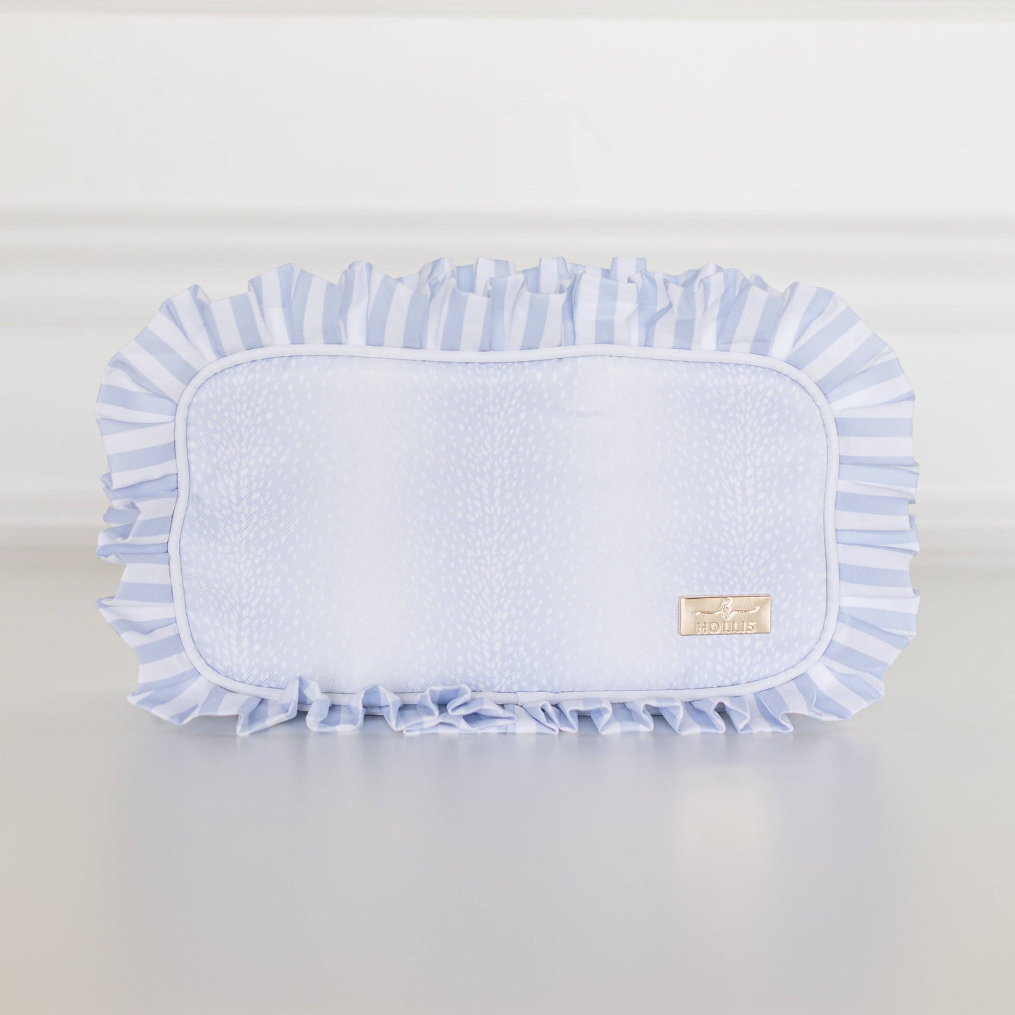 Blue Fawn Ruffled Nylon Medium Pouch