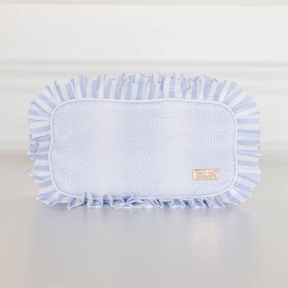 Blue Fawn Ruffled Nylon Medium Pouch